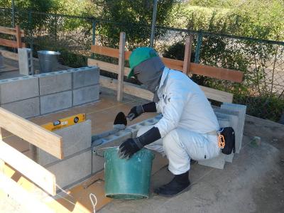 ブロック積みの施工